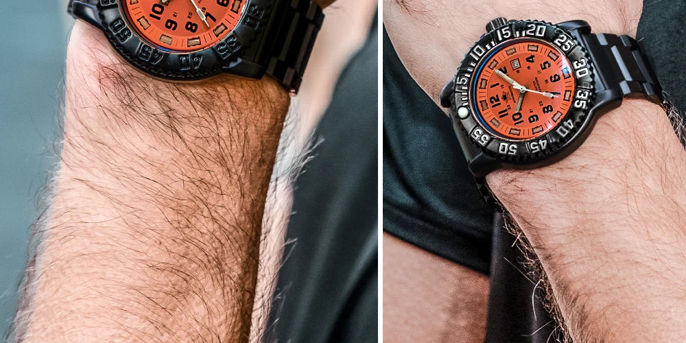 ADDIESDIVE Fashion Orange Dial Quartz Watch Waterproof Super Luminous Wristwatch Stainless Steel Strap Alloy Case Men&
