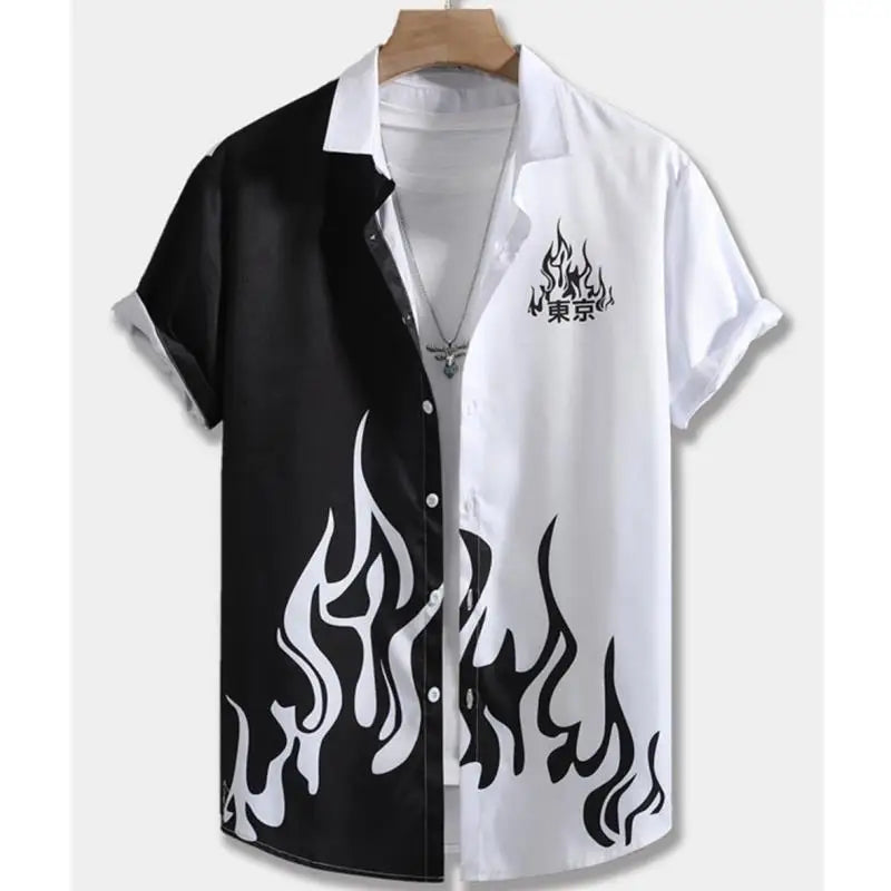 Fashion Shirt For Men 3d Ink Painting Prints Men&