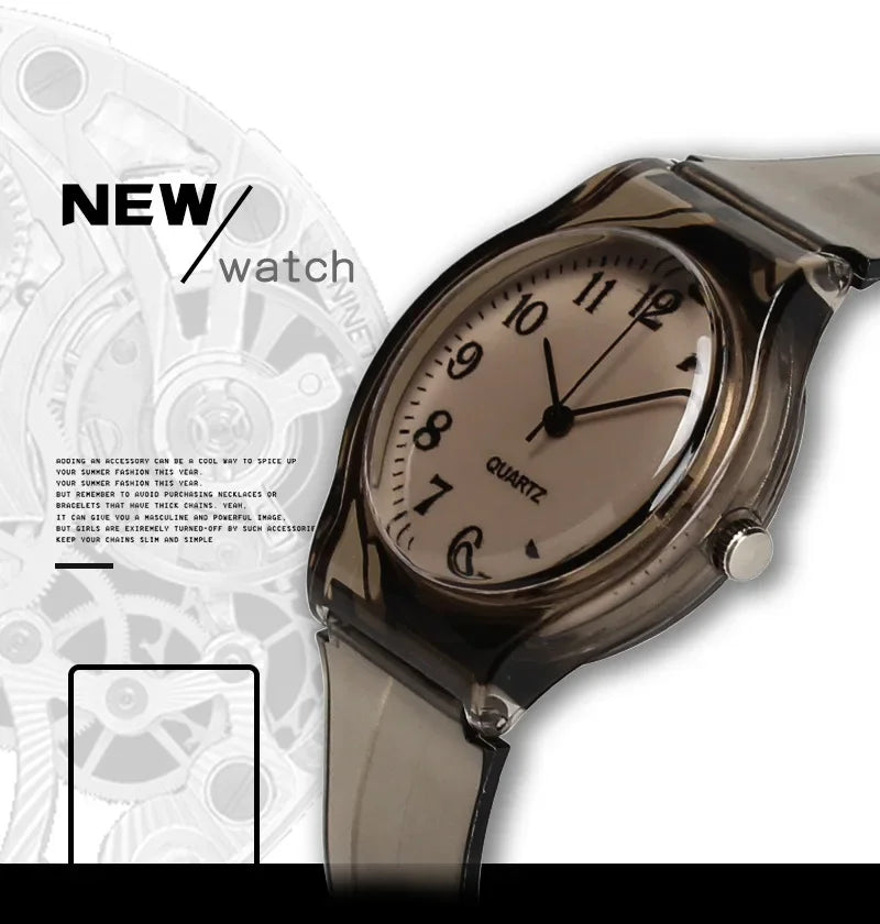 Casual Fashion Women Lady Silicone Jelly Quartz Watch Women Lovely Wristwatch Transparent Summer Candy Color Student Sport Clock