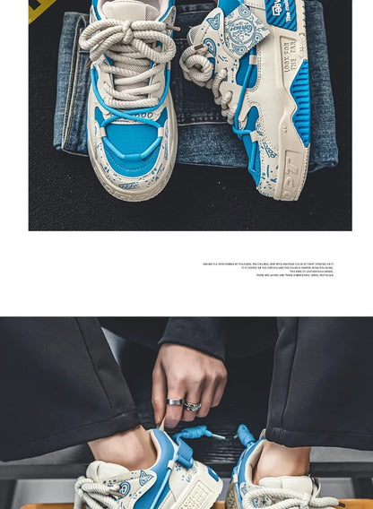 Sneakers for Men Fashion Brand Casual Shoes Youth Student Skateboard Shoes for Men Lace Up Vulcanized Shoes Platform Shoe Tennis