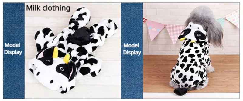 Dog Clothing Autumn Winter Thickened Coral Velvet Thermal Insulation Teddy Puppy Clothes Warm Garment Dinosaur Cream Dress Up