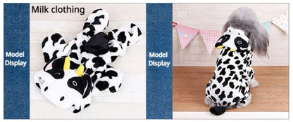 Dog Clothing Autumn Winter Thickened Coral Velvet Thermal Insulation Teddy Puppy Clothes Warm Garment Dinosaur Cream Dress Up