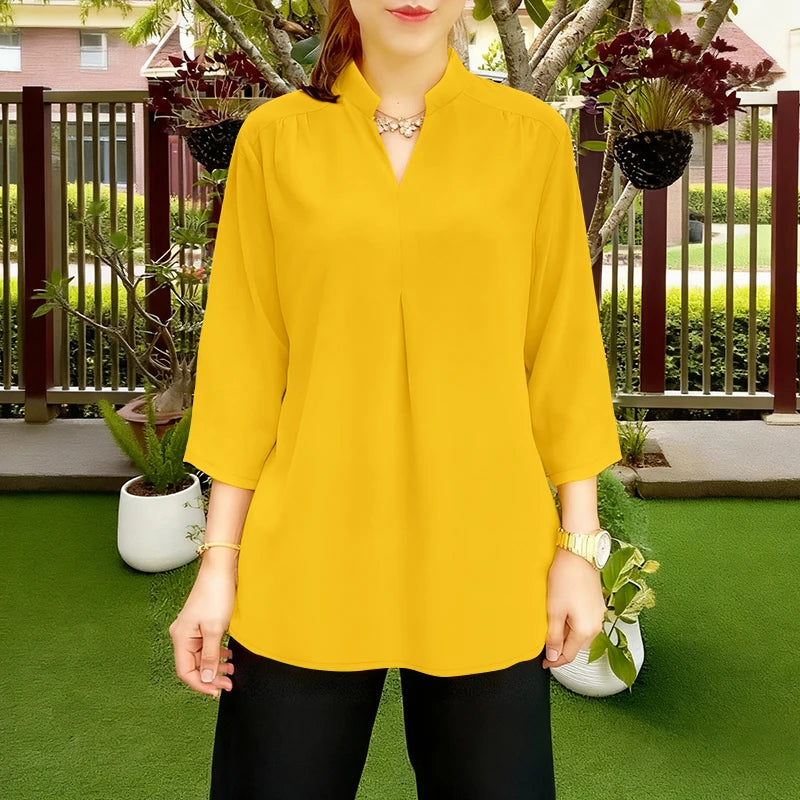 2025 ZANZEA Autumn V Neck Long Sleeve Tops Women Blouse Casual Solid Loose Shirt Elegant OL Work Shirts Oversize Female Chemise