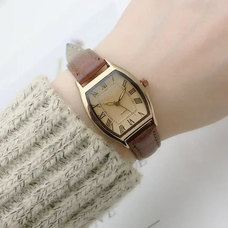 Watches for Woman Small Ladies Wristwatches Retro Brown Leather Bracelet Watch Quartz Wristwatches Reloj Mujer Relogio Feminino