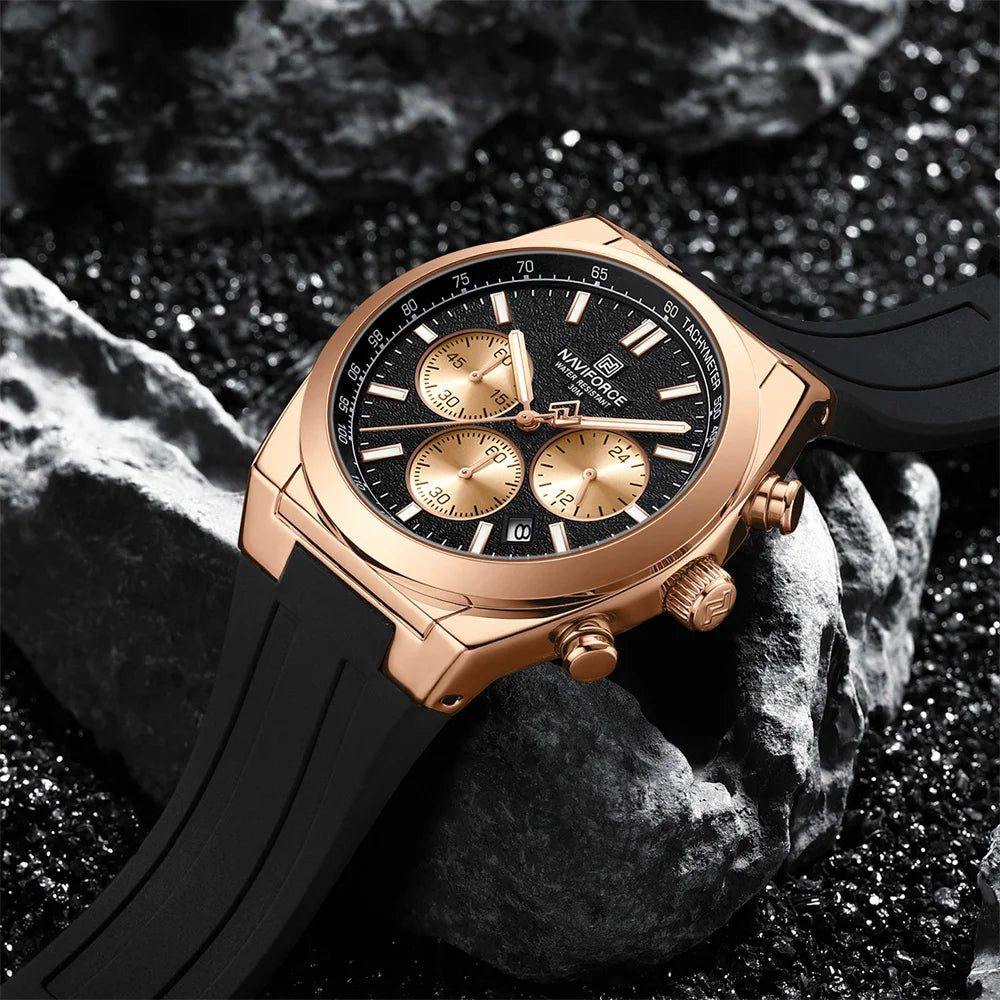NAVIFORCE Men Watch Sport Top Brand Luxury Military Chronograph Date Original Wristwatch Waterproof Quartz Male Clock Gift 8080