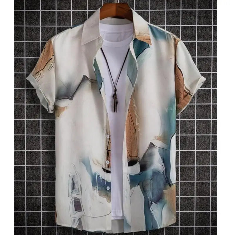 Fashion Shirt For Men 3d Ink Painting Prints Men&
