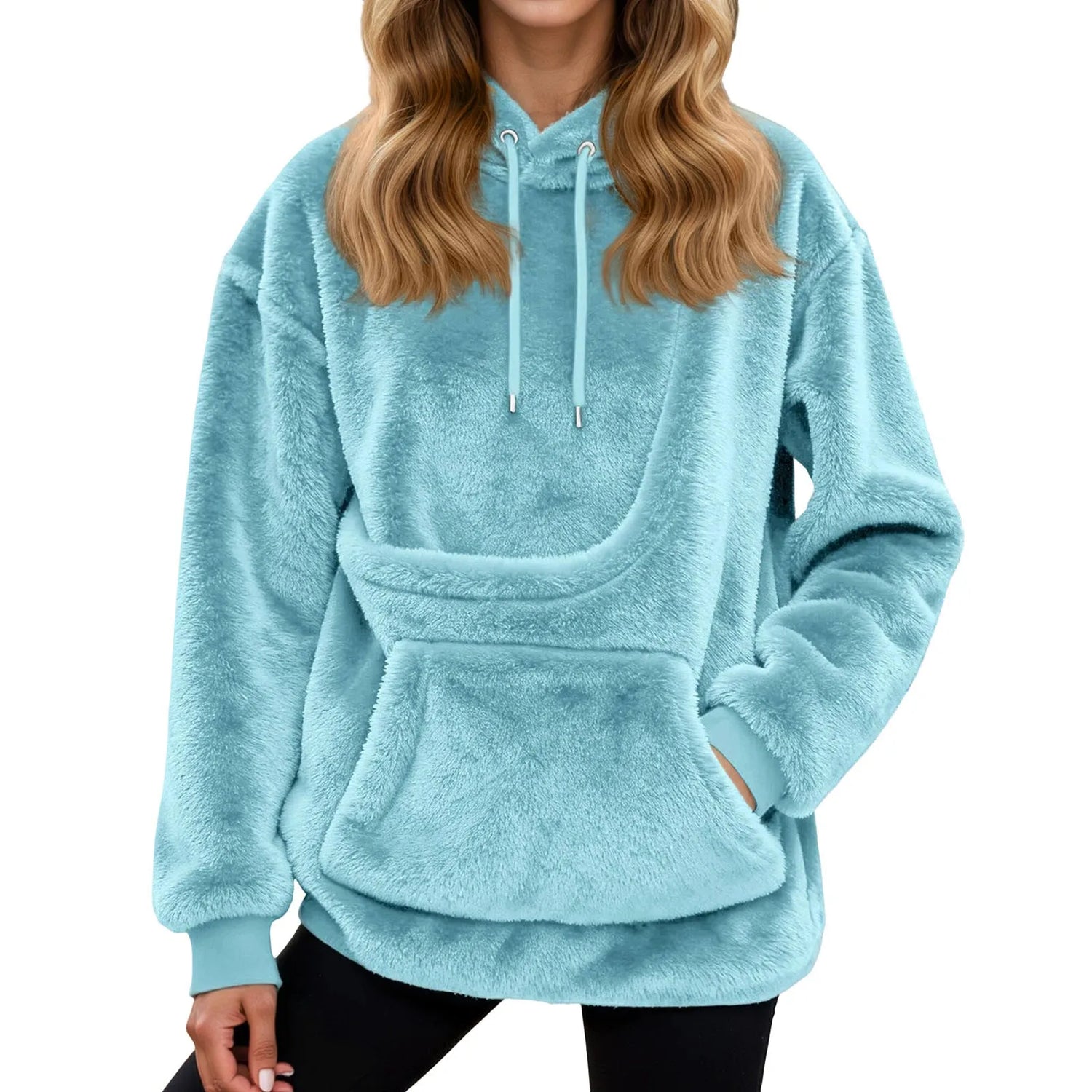 2025 Hot Sale Hoodie Womens Fall And Winter Casual Fleece Solid Color Pet Pocket Hooded Sweatshirt Funny Pullover For Women