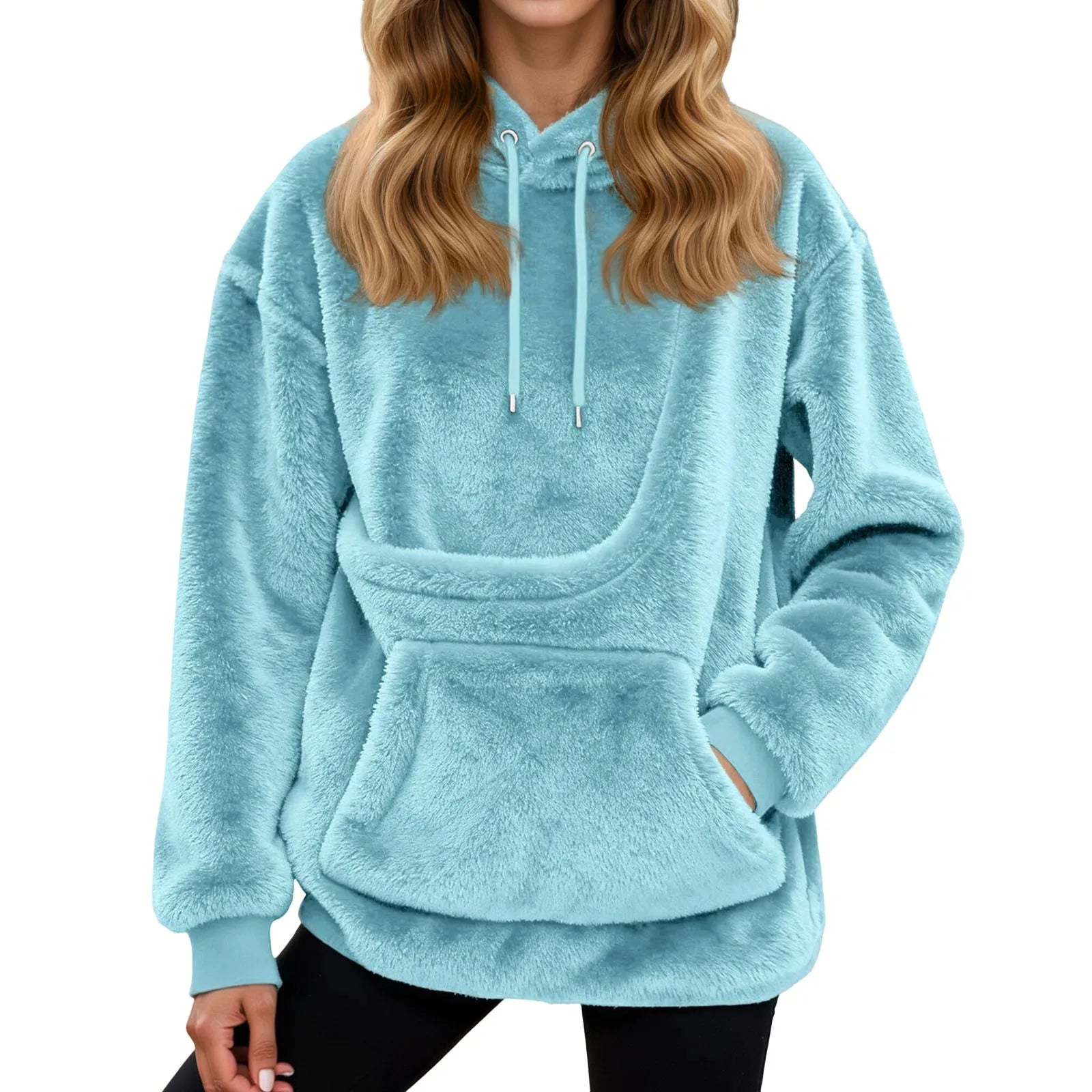 2025 Hot Sale Hoodie Womens Fall And Winter Casual Fleece Solid Color Pet Pocket Hooded Sweatshirt Funny Pullover For Women
