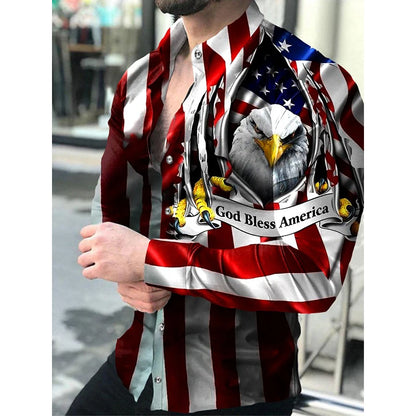 New Luxury Eagle Shirts American FLag 3d Printed Shirts Men Fashion Shirt Hawaiian Casual Beach Cardigan Blouse Men&