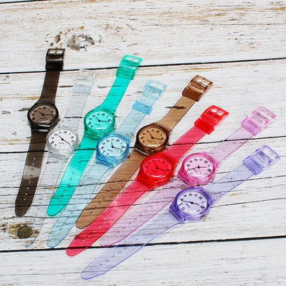 Casual Fashion Women Lady Silicone Jelly Quartz Watch Women Lovely Wristwatch Transparent Summer Candy Color Student Sport Clock
