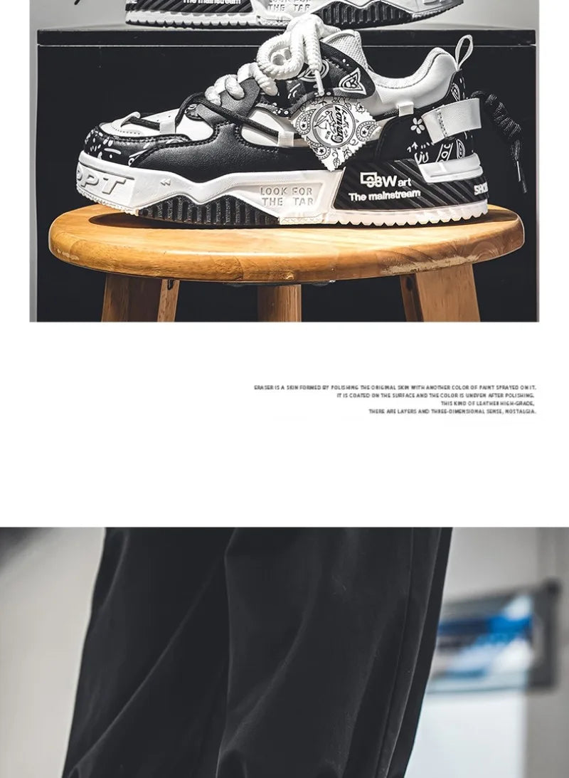 Sneakers for Men Fashion Brand Casual Shoes Youth Student Skateboard Shoes for Men Lace Up Vulcanized Shoes Platform Shoe Tennis