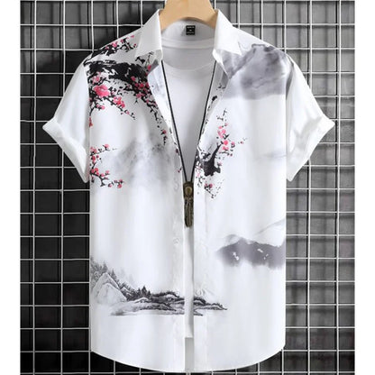 Fashion Shirt For Men 3d Ink Painting Prints Men&