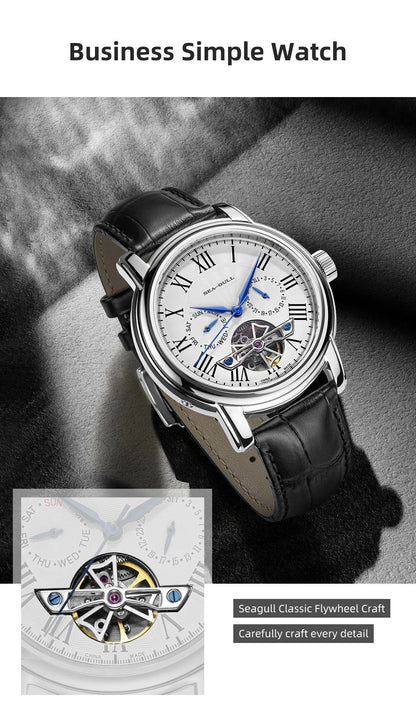 SEAGULL Luxury Watch Business Waterproof Male Clock Date Stainless Steel Mechanical Watch Men Watch reloj hombre 2023 D819.622