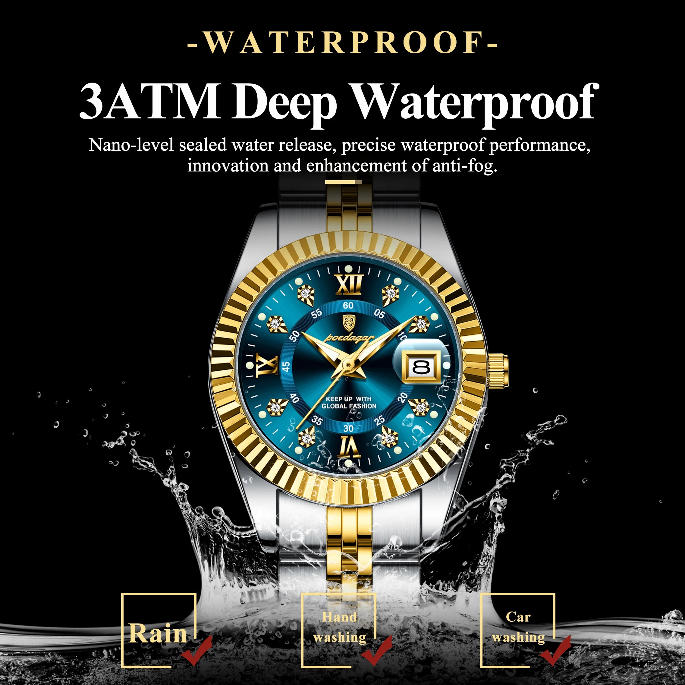 POEDAGAR Top Luxury Watch For Women Waterproof Stainless Steel Luminous Date Ladies Watch Quartz Fashion Elegant Women&