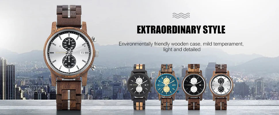 reloj hombre BOBO BIRD New Wooden Watch Men Top Brand Luxury Chronograph Military Quartz Watches for Man Dropshipping Customized