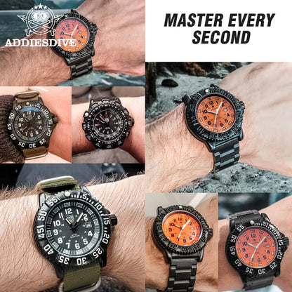 ADDIESDIVE Fashion Orange Dial Quartz Watch Waterproof Super Luminous Wristwatch Stainless Steel Strap Alloy Case Men&