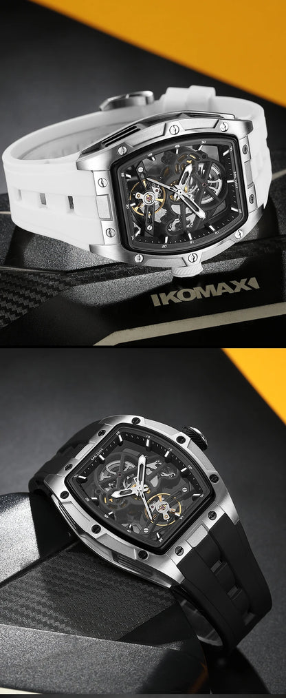 MEGIR Luxury Brand Sport Watch for Men Silicone Mechanical Watches Hollow Full Automatic Movement Luminous Wristwatch Clock 2242