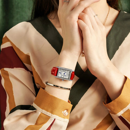 Small Square Watch Retro Casual Fashion Literary Roman Scale Display Quartz Women&