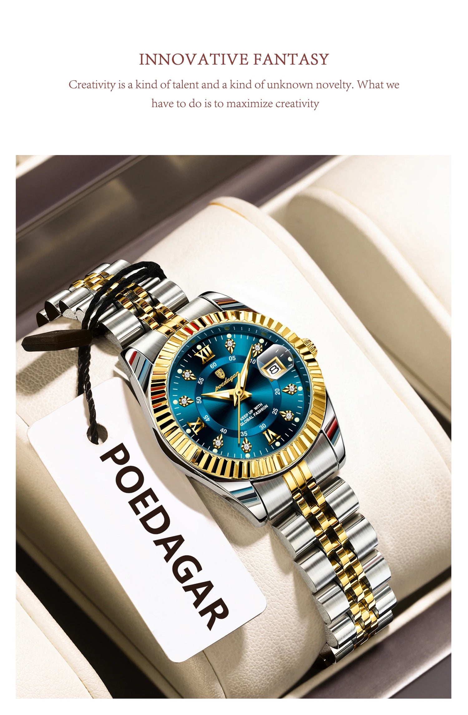 POEDAGAR Top Luxury Watch For Women Waterproof Stainless Steel Luminous Date Ladies Watch Quartz Fashion Elegant Women&