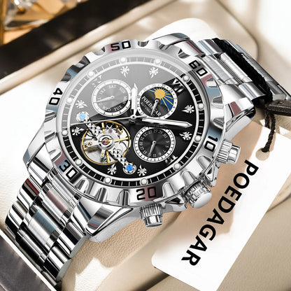 POEDAGAR Business Top Watch For Man Hollow Tourbillon Automatic Men&
