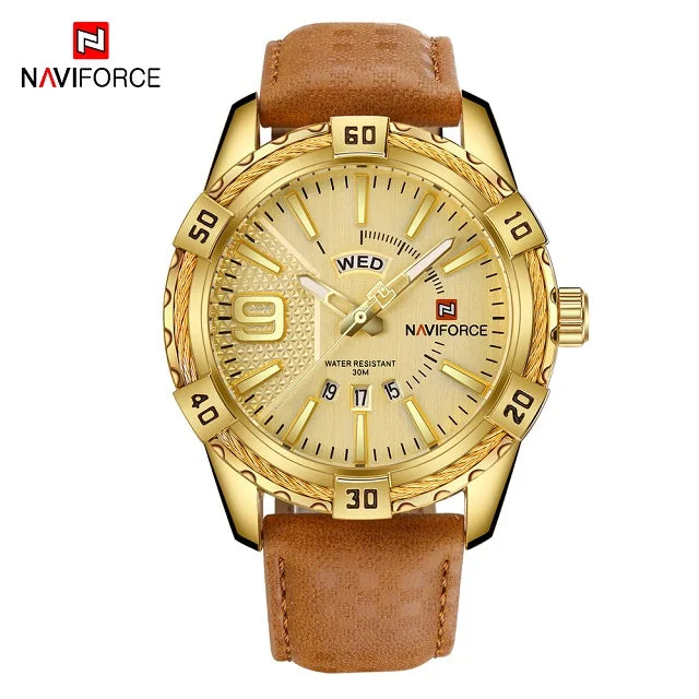 NAVIFORCE Military Golden Watch for Men Top Luxury Brand Wristwatch Waterproof Mens Stainless Steel Sport Watches Male Clock