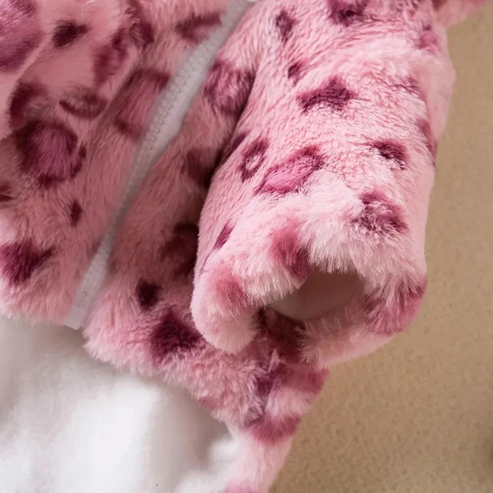 Winter Pet Dog Clothes Warm Fleece Dog Hoodie Leopard Dog Coat Jacket French Bulldog Clothing for Small Dogs Pets Costumes