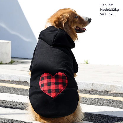 Dog Clothing Autumn Winter Sweatshirt Warm For Small Medium And Large Dogs Love Plaid Pet Dog And Cats Golden Retriever Clothes