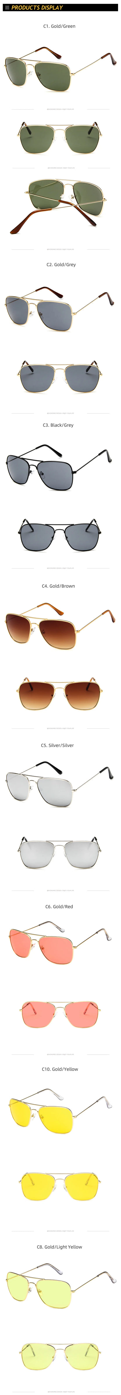 Shonemes Square Sunglasses Vintage Double Bridge Driving Shades Metal Frame Outdoor UV400 Sun Glasses for Men Women