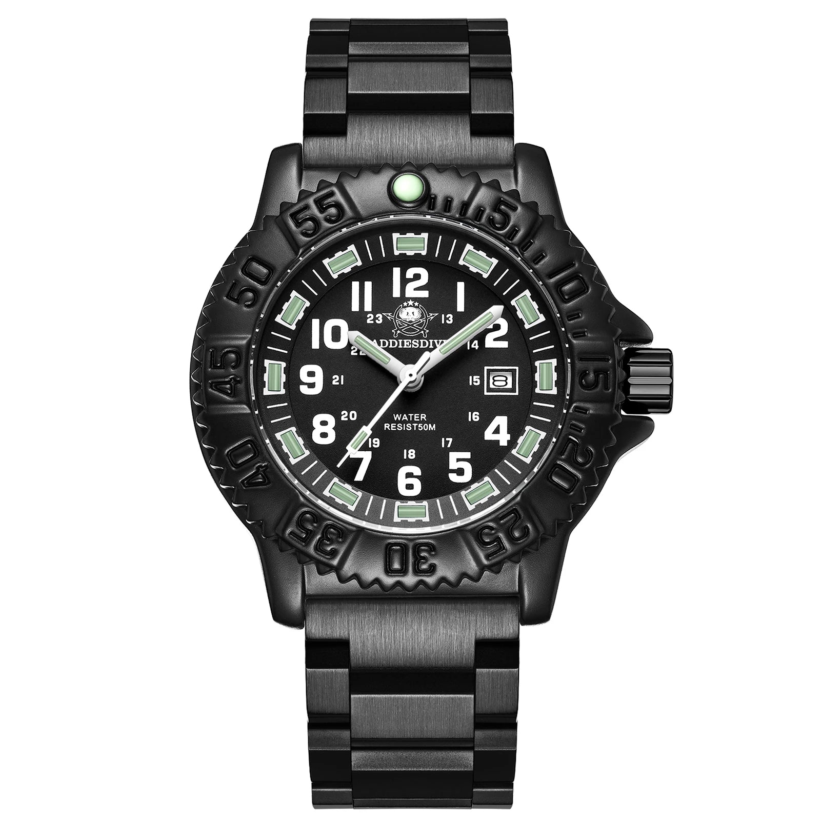 ADDIESDIVE Fashion Orange Dial Quartz Watch Waterproof Super Luminous Wristwatch Stainless Steel Strap Alloy Case Men&