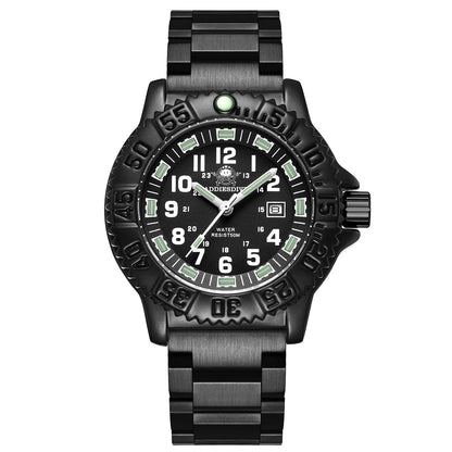 ADDIESDIVE Fashion Orange Dial Quartz Watch Waterproof Super Luminous Wristwatch Stainless Steel Strap Alloy Case Men&