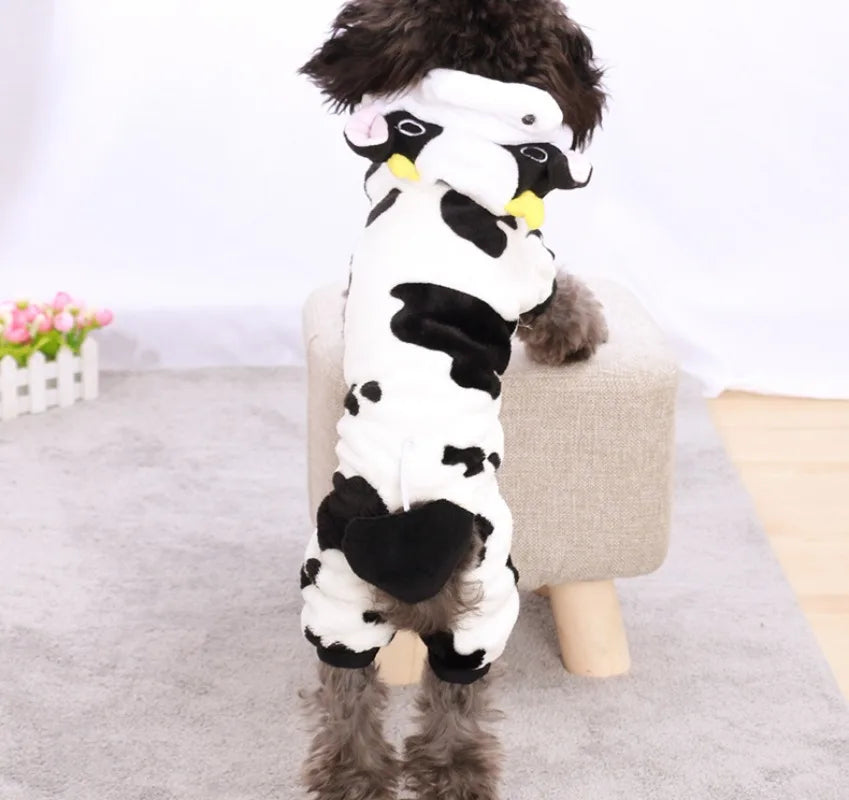 Dog Clothing Autumn Winter Thickened Coral Velvet Thermal Insulation Teddy Puppy Clothes Warm Garment Dinosaur Cream Dress Up
