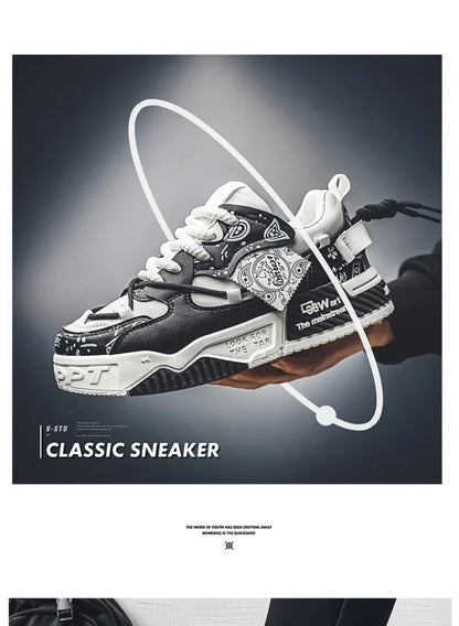 Sneakers for Men Fashion Brand Casual Shoes Youth Student Skateboard Shoes for Men Lace Up Vulcanized Shoes Platform Shoe Tennis