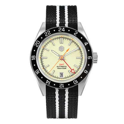 San Martin 39.5mm Limited Edition Full Lume Dial Automatic Mens Watch NH34 GMT 6H Date 10Bar Luxury Kol Saati SN0116W