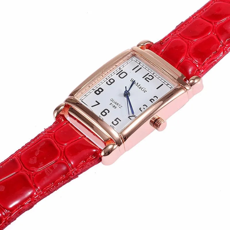 Classic Luxury Women Quartz Watches Fashion Square Dial Analog Wristwatch PU Leather Watchband Clock Simple Elegant Ladies Watch