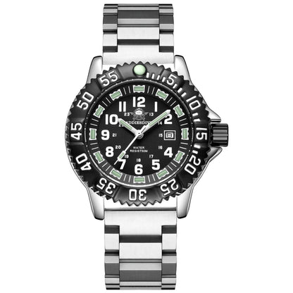 ADDIESDIVE Fashion Orange Dial Quartz Watch Waterproof Super Luminous Wristwatch Stainless Steel Strap Alloy Case Men&