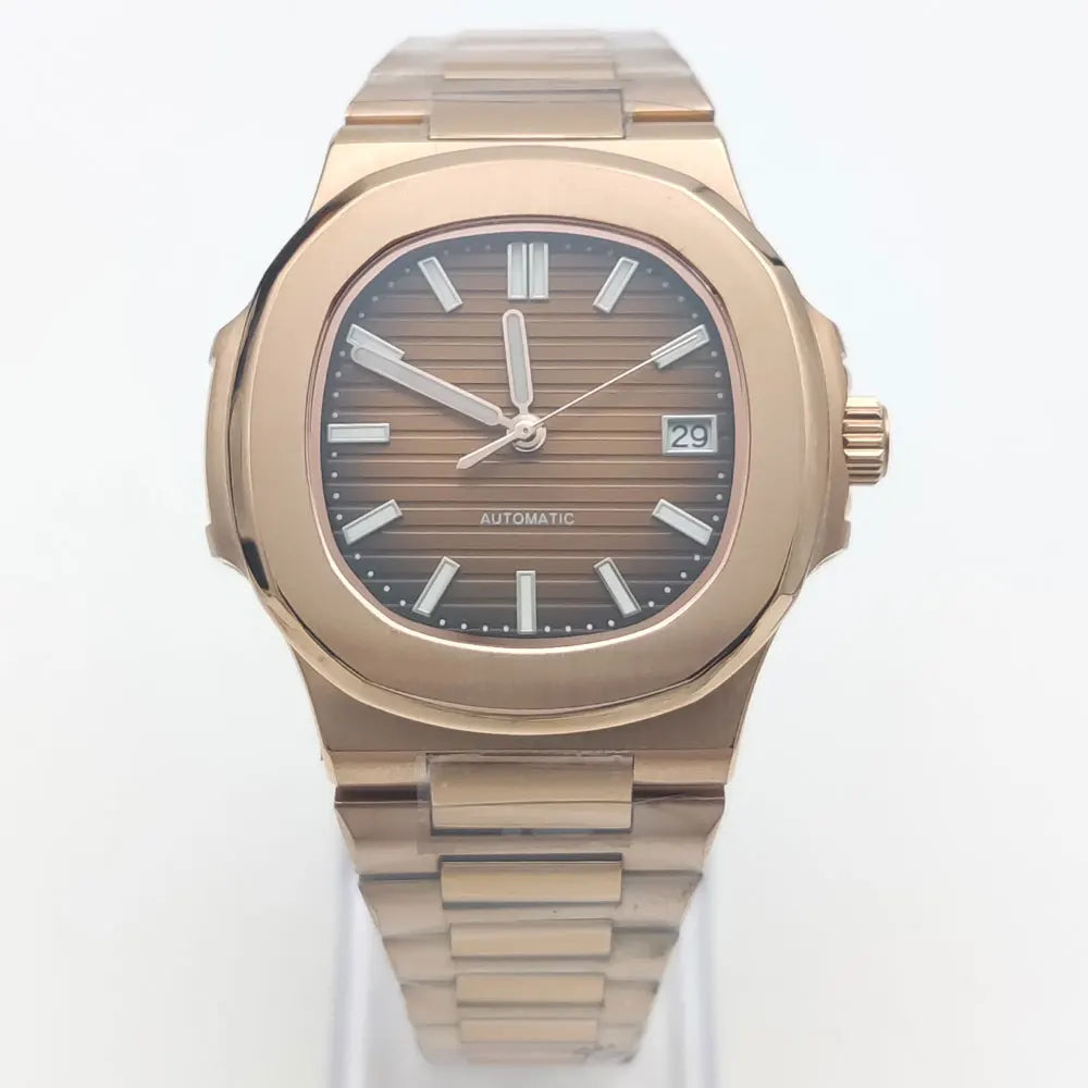 Luxury Rose Gold 40MM Square NH35 Movement Automatic Mechanical Men&