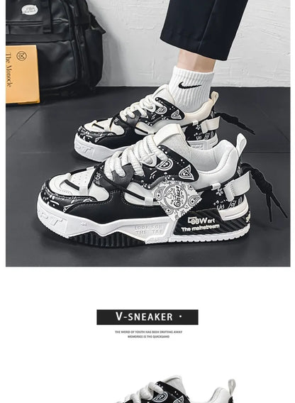 Sneakers for Men Fashion Brand Casual Shoes Youth Student Skateboard Shoes for Men Lace Up Vulcanized Shoes Platform Shoe Tennis