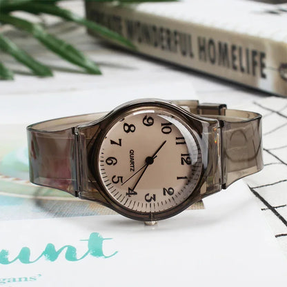 Casual Fashion Women Lady Silicone Jelly Quartz Watch Women Lovely Wristwatch Transparent Summer Candy Color Student Sport Clock