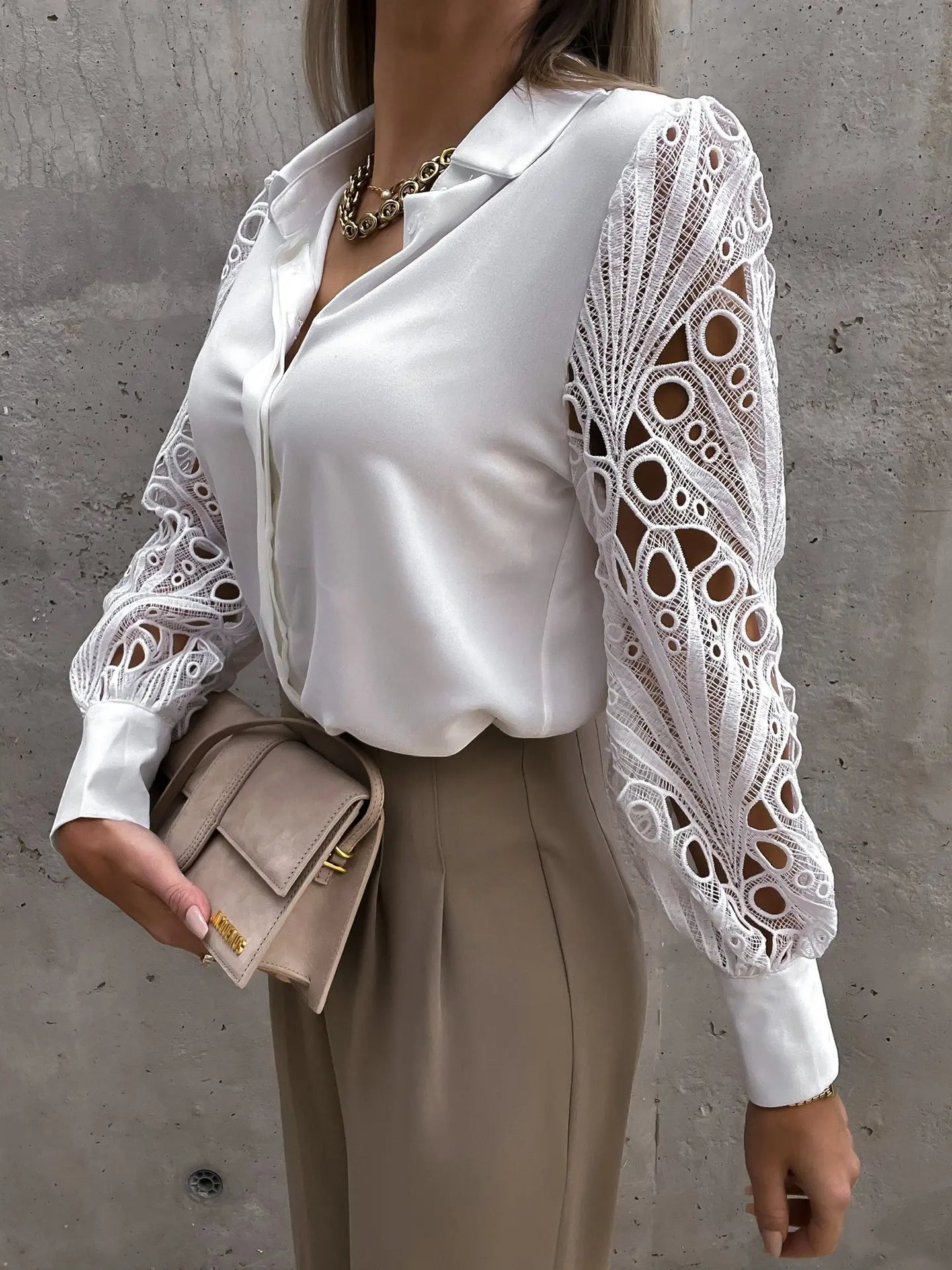 Women Elegant Solid Chiffon Blouse Spring Summer Casual Long Sleeve V Neck Loose Shirt Office Lady Tunics Oversized Tops2024
