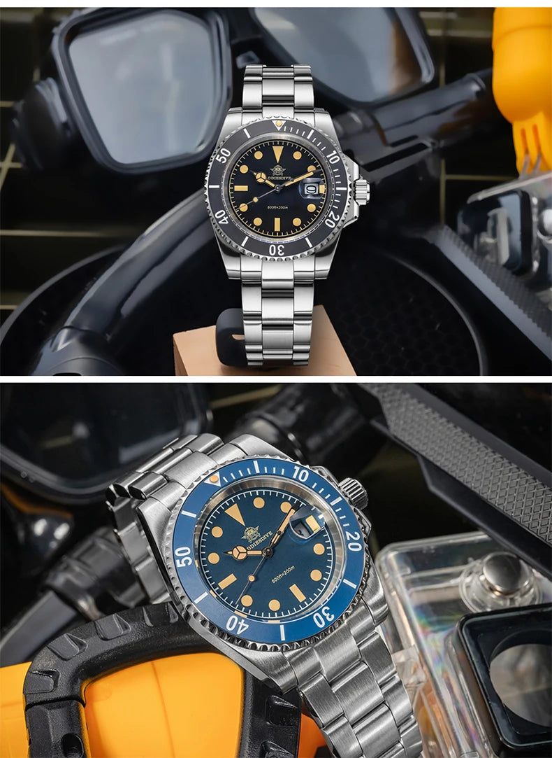 ADDIESDIVE AD2054 Quartz Watch 200M Waterproof Stainless Steel Men&