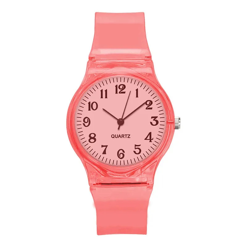 Casual Fashion Women Lady Silicone Jelly Quartz Watch Women Lovely Wristwatch Transparent Summer Candy Color Student Sport Clock