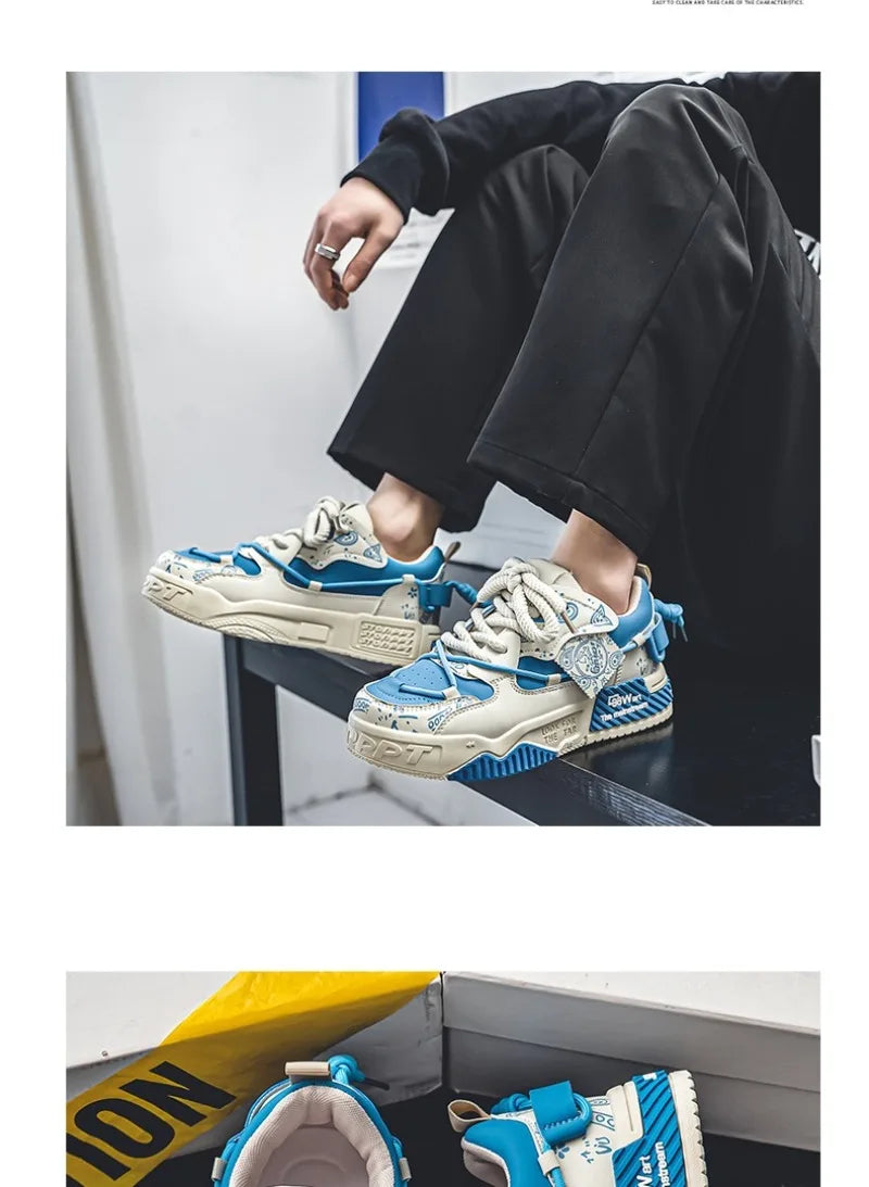 Sneakers for Men Fashion Brand Casual Shoes Youth Student Skateboard Shoes for Men Lace Up Vulcanized Shoes Platform Shoe Tennis