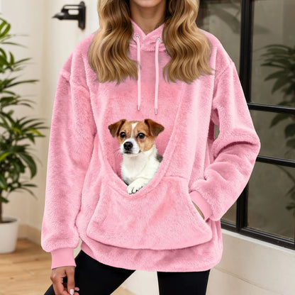 2025 Hot Sale Hoodie Womens Fall And Winter Casual Fleece Solid Color Pet Pocket Hooded Sweatshirt Funny Pullover For Women