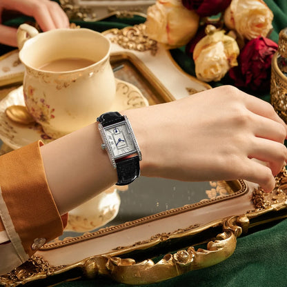 Small Square Watch Retro Casual Fashion Literary Roman Scale Display Quartz Women&