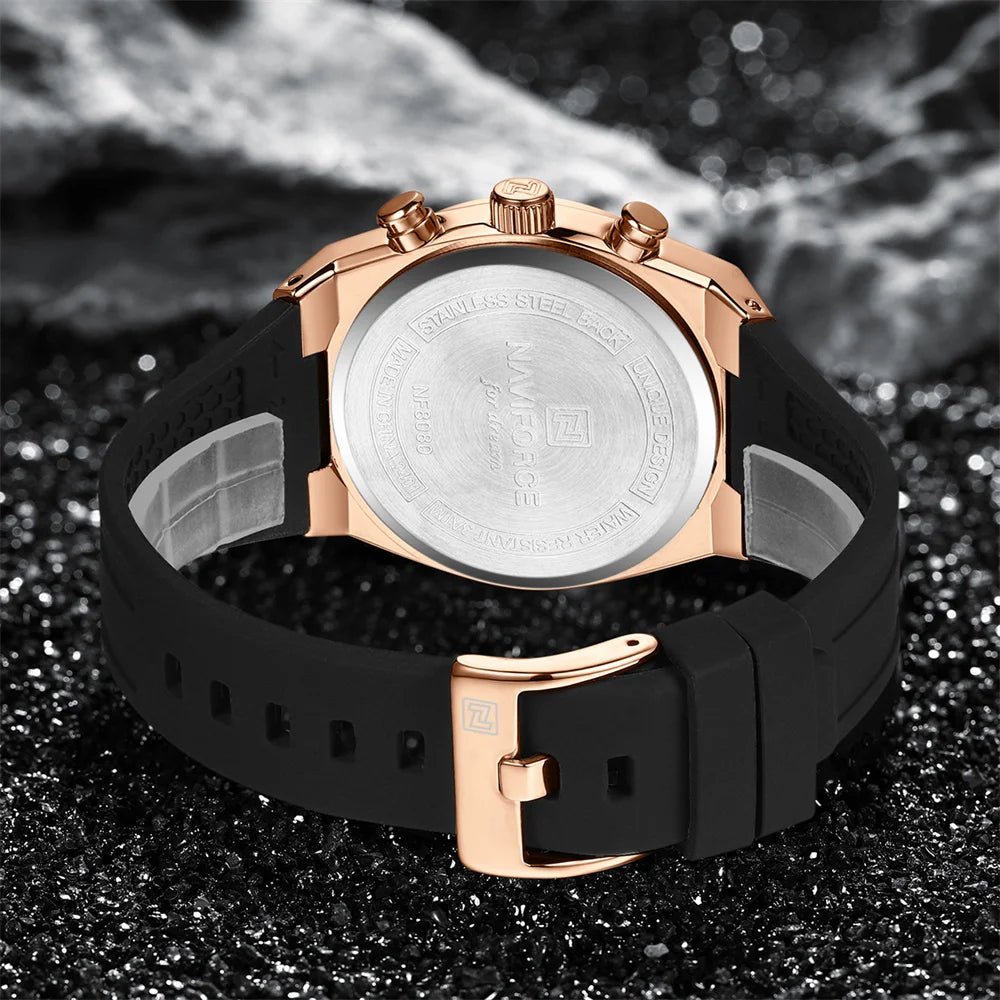 NAVIFORCE Men Watch Sport Top Brand Luxury Military Chronograph Date Original Wristwatch Waterproof Quartz Male Clock Gift 8080
