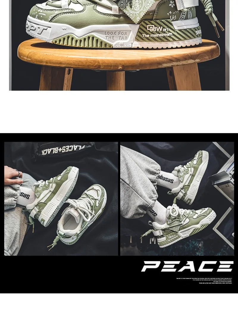 Sneakers for Men Fashion Brand Casual Shoes Youth Student Skateboard Shoes for Men Lace Up Vulcanized Shoes Platform Shoe Tennis