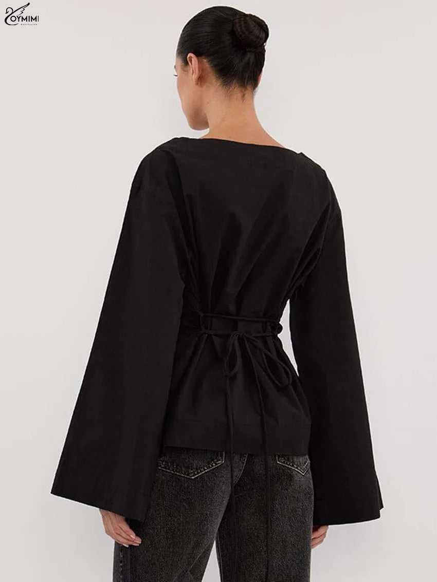 Oymimi Fashion Black Cotton Women&
