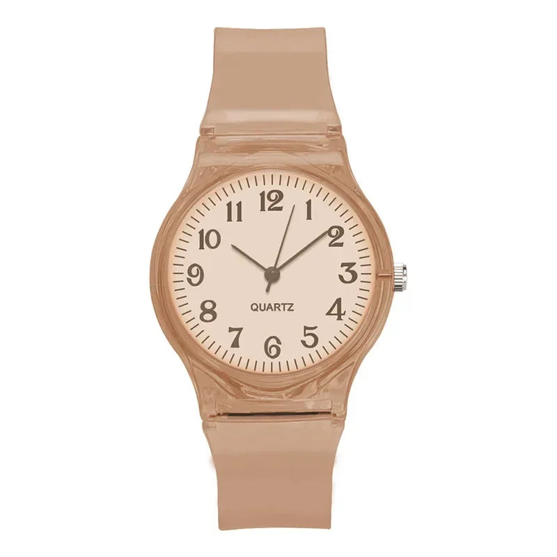 Casual Fashion Women Lady Silicone Jelly Quartz Watch Women Lovely Wristwatch Transparent Summer Candy Color Student Sport Clock