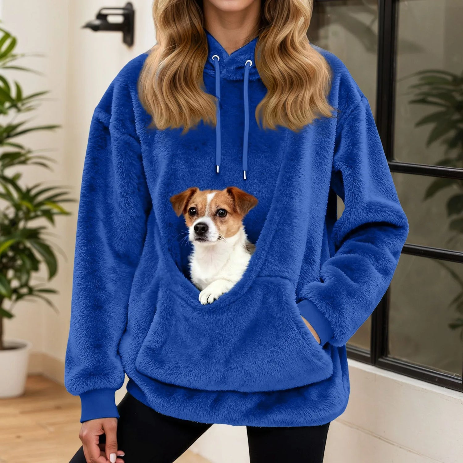2025 Hot Sale Hoodie Womens Fall And Winter Casual Fleece Solid Color Pet Pocket Hooded Sweatshirt Funny Pullover For Women