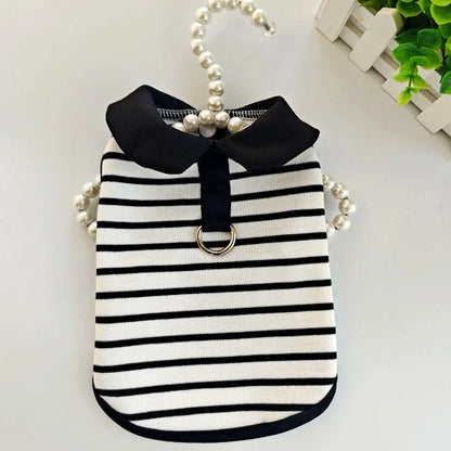 Dog Clothes for Small Dogs Dog Summer T-Shirt Pet Dog Skirt Black White Retro Dresses Puppy Costume Chihuahua Bichon Clothing